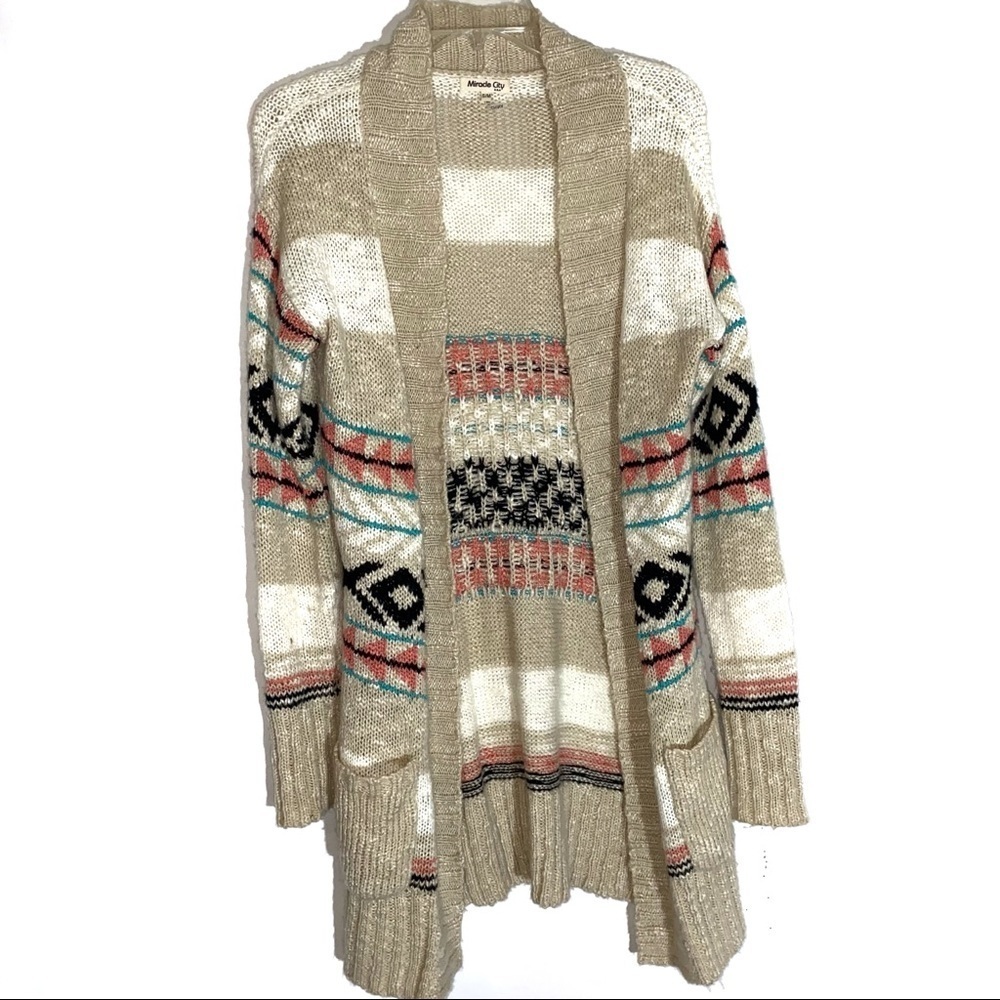 Miracle City Open Front Sweater Cardigan Size S/M